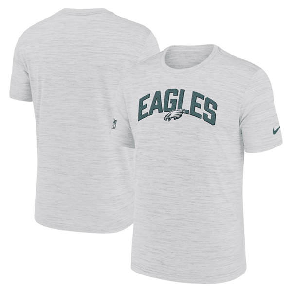 Men's White Philadelphia Eagles Sideline Velocity Stack Performance T-Shirt